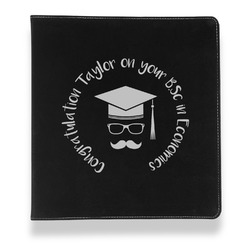 Hipster Graduate Leather Binder - 1" - Black (Personalized)
