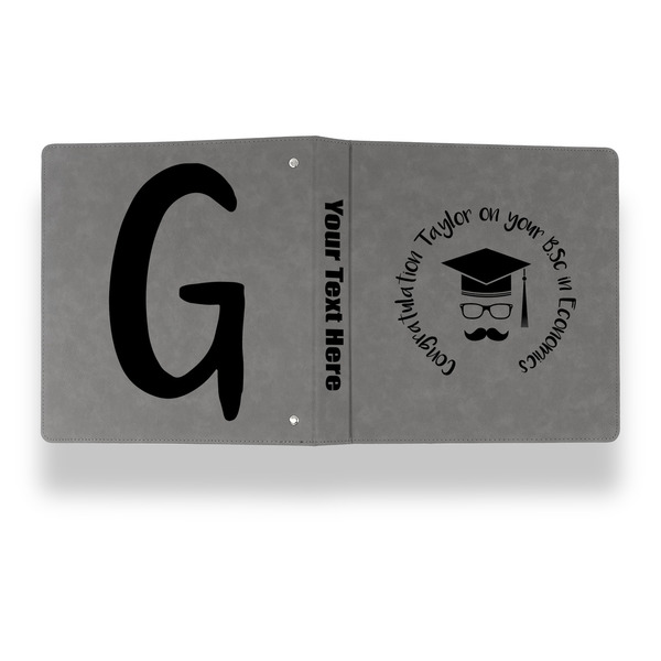 Hipster Graduate Leather Binder - 1" - Grey - Back Spine Front View