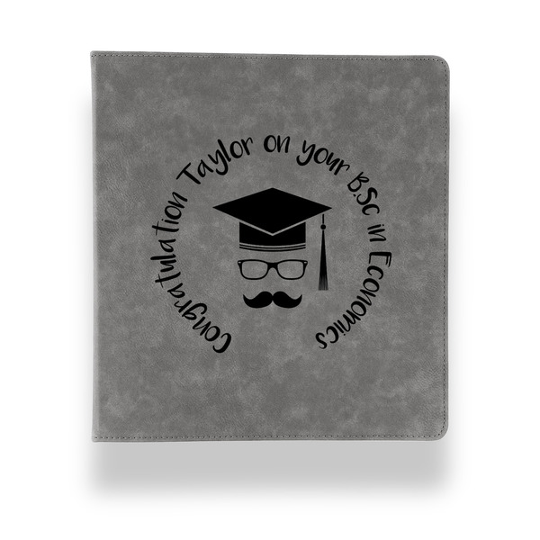 Custom Hipster Graduate Leather Binder - 1" - Grey (Personalized)