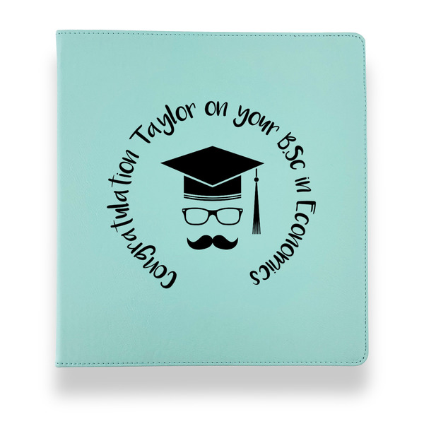 Hipster Graduate Leather Binders - 1" - Teal - Front View