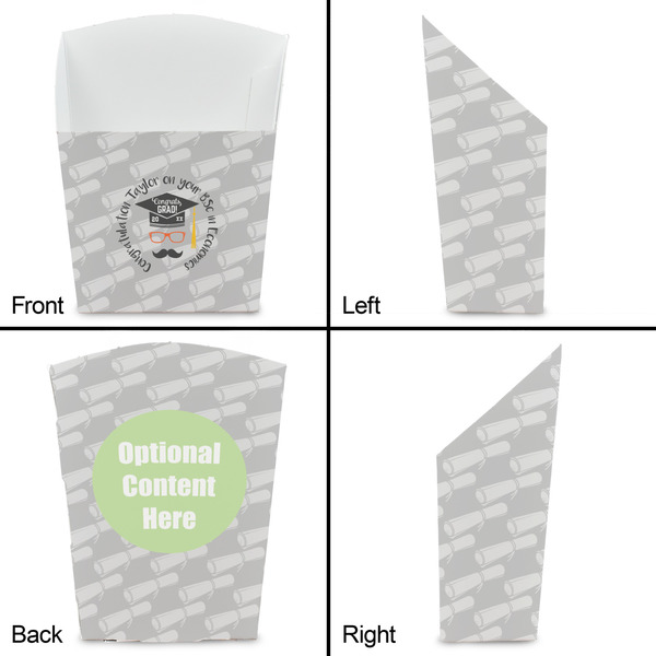 Hipster Graduate French Fry Favor Box - Front & Back View