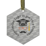 Hipster Graduate Flat Glass Ornament - Hexagon w/ Name or Text