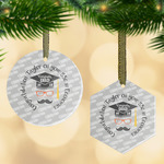 Hipster Graduate Flat Glass Ornament w/ Name or Text