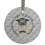 Hipster Graduate Flat Glass Ornament - Round w/ Name or Text