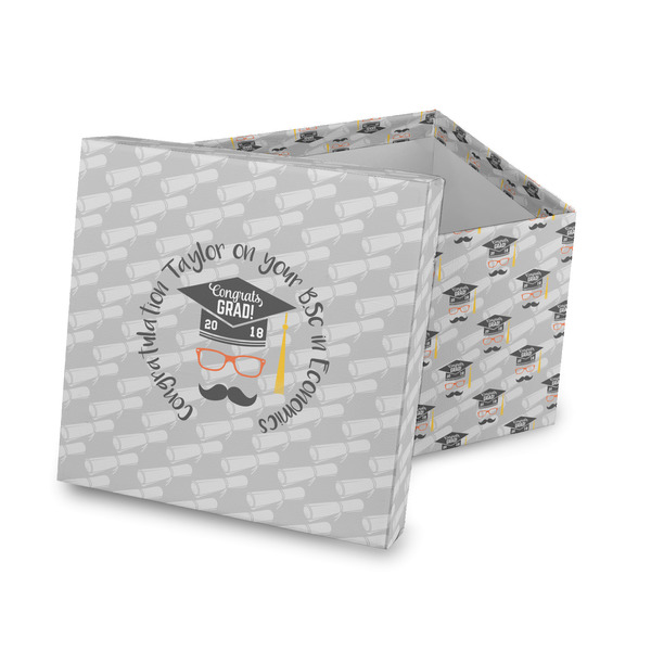 Custom Hipster Graduate Gift Box with Lid - Canvas Wrapped (Personalized)