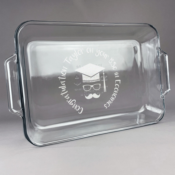 Custom Hipster Graduate Glass Baking Dish with Truefit Lid - 13in x 9in (Personalized)