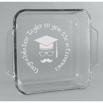 Hipster Graduate Glass Cake Dish - 8in x 8in (Personalized)