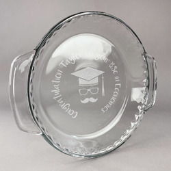 Hipster Graduate Glass Pie Dish - 9.5in Round (Personalized)