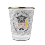 Hipster Graduate Glass Shot Glass - 1.5 oz - with Gold Rim - Single (Personalized)