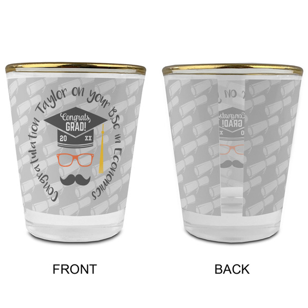 Hipster Graduate Glass Shot Glass - with gold rim - APPROVAL