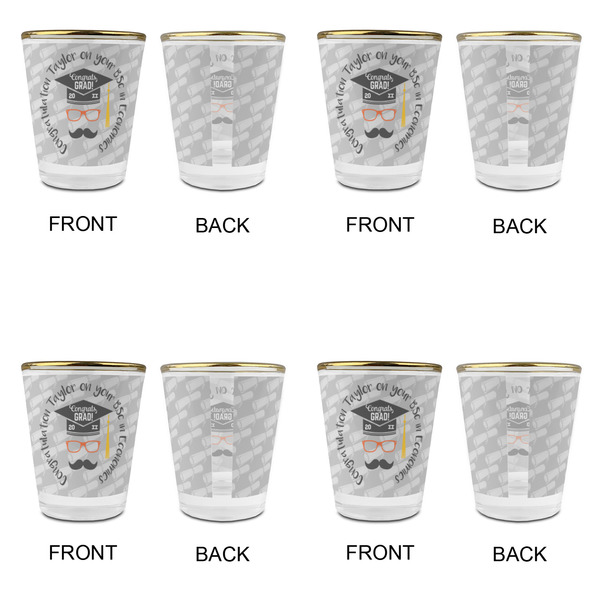 Hipster Graduate Glass Shot Glass - with gold rim - Set of 4 - APPROVAL