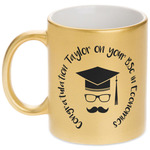 Hipster Graduate Metallic Gold Mug (Personalized)