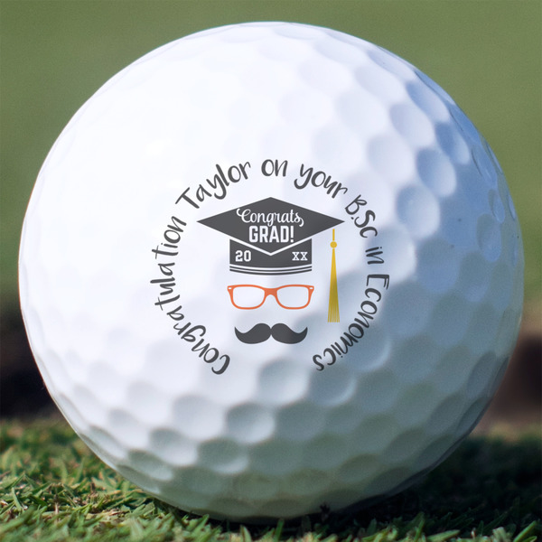 Custom Hipster Graduate Golf Balls - Titleist Pro V1 - Set of 3 (Personalized)