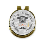 Hipster Graduate Golf Ball Marker - Hat Clip - Gold