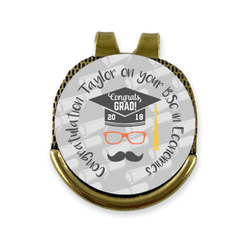 Hipster Graduate Golf Ball Marker - Hat Clip - Gold