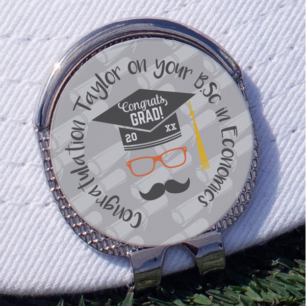 Custom Hipster Graduate Golf Ball Marker - Hat Clip