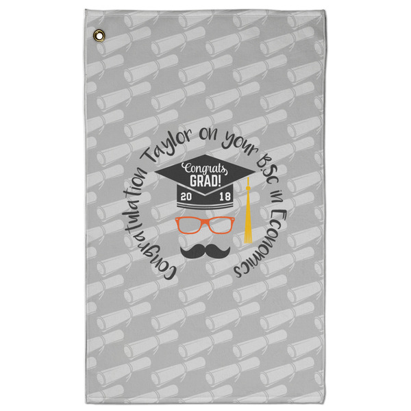 Custom Hipster Graduate Golf Towel - Poly-Cotton Blend w/ Name or Text