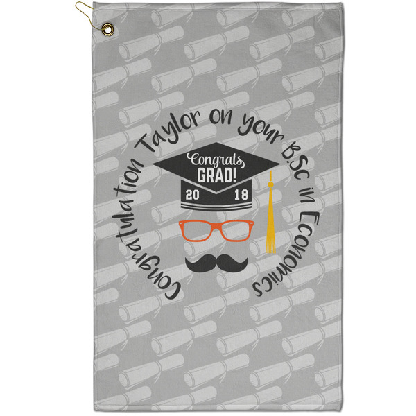 Custom Hipster Graduate Golf Towel - Poly-Cotton Blend - Small w/ Name or Text