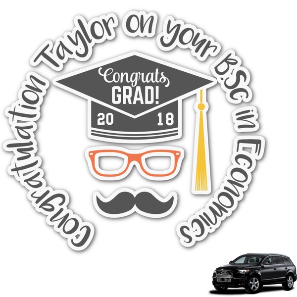 Custom Hipster Graduate Graphic Car Decal (Personalized)