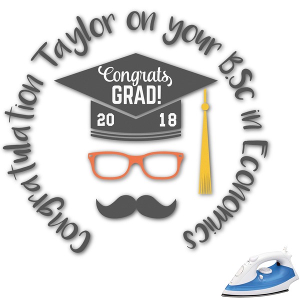 Custom Hipster Graduate Graphic Iron On Transfer - Up to 9"x9" (Personalized)