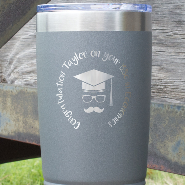 Hipster Graduate Gray Polar Camel Tumbler - 20oz - Close Up