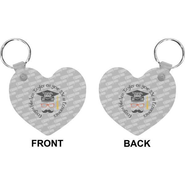 Hipster Graduate Heart Keychain (Front + Back)