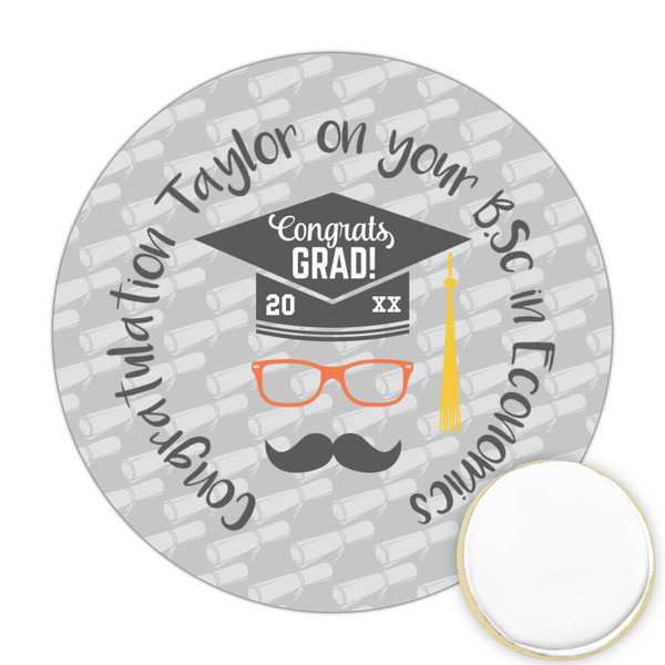 Custom Hipster Graduate Printed Cookie Topper - Round (Personalized)