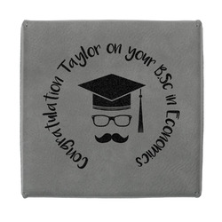 Hipster Graduate Jewelry Gift Box - Engraved Leather Lid (Personalized)
