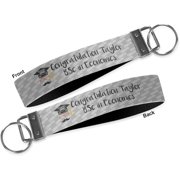 Hipster Graduate Key-chain - Metal and Nylon - Front and Back
