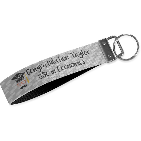 Custom Hipster Graduate Webbing Keychain Fob - Small (Personalized)