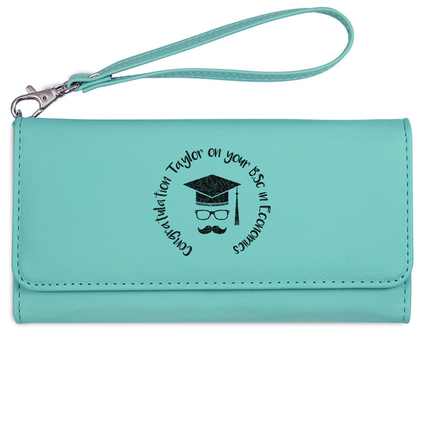 Hipster Graduate Ladies Wallet - Leather - Teal - Front View