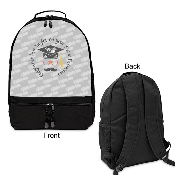 Hipster Graduate Large Backpack - Black - Front & Back View
