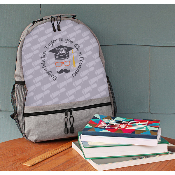 Hipster Graduate Large Backpack - Gray - On Desk