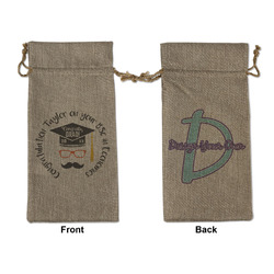 Hipster Graduate Large Burlap Gift Bag - Front & Back (Personalized)