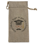 Hipster Graduate Large Burlap Gift Bag - Front (Personalized)