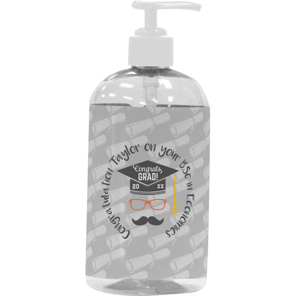 Custom Hipster Graduate Plastic Soap / Lotion Dispenser (16 oz - Large - White) (Personalized)
