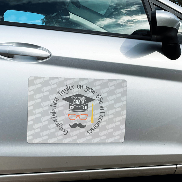 Hipster Graduate Large Rectangle Car Magnets- In Context