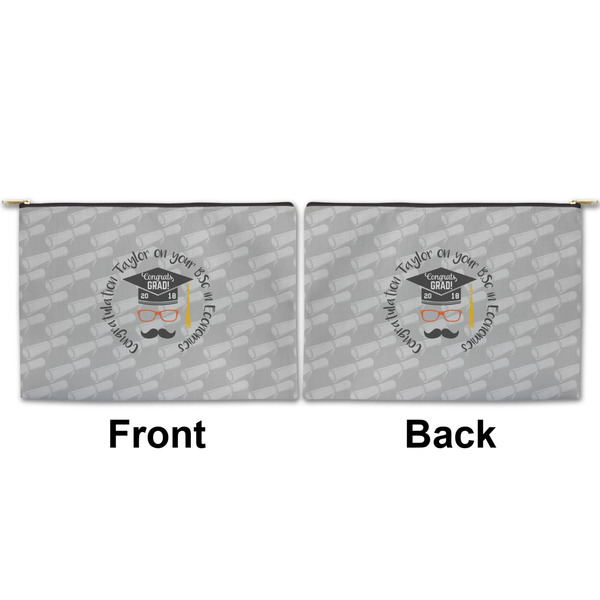 Hipster Graduate Large Zipper Pouch Approval (Front and Back)