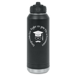 Hipster Graduate Water Bottles - Laser Engraved - Front & Back (Personalized)