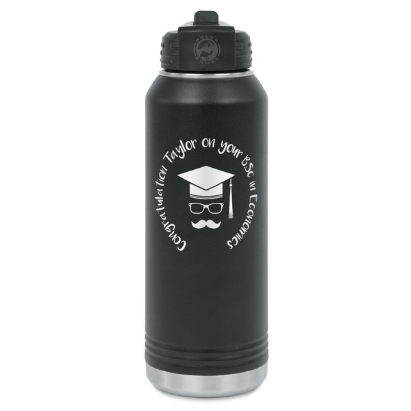 Custom Hipster Graduate Water Bottle - Laser Engraved - Front (Personalized)