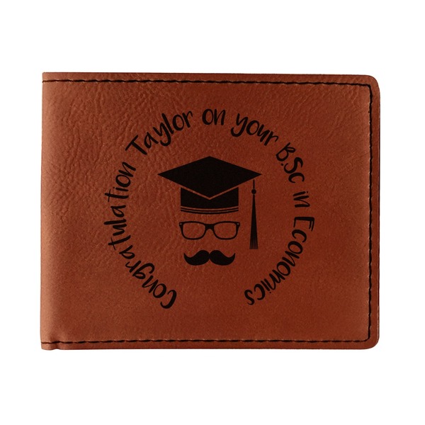Custom Hipster Graduate Leatherette Bifold Wallet - Double Sided (Personalized)