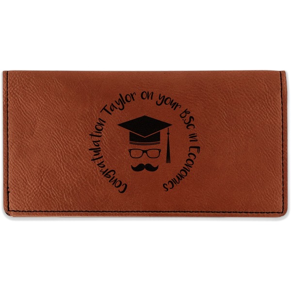 Custom Hipster Graduate Leatherette Checkbook Holder - Single Sided (Personalized)