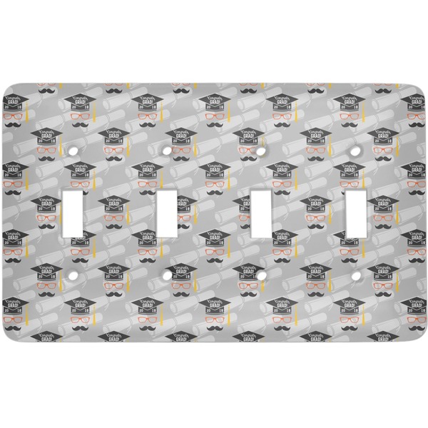 Custom Hipster Graduate Light Switch Cover (4 Toggle Plate) (Personalized)