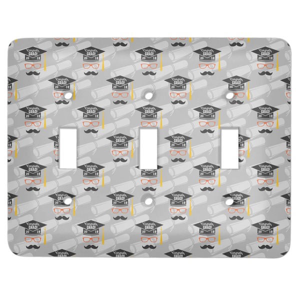 Custom Hipster Graduate Light Switch Cover (3 Toggle Plate) (Personalized)