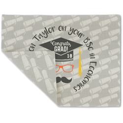Hipster Graduate Double-Sided Linen Placemat - Single w/ Name or Text