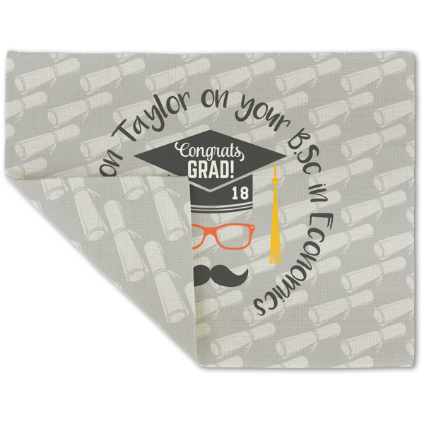Custom Hipster Graduate Double-Sided Linen Placemat - Single w/ Name or Text