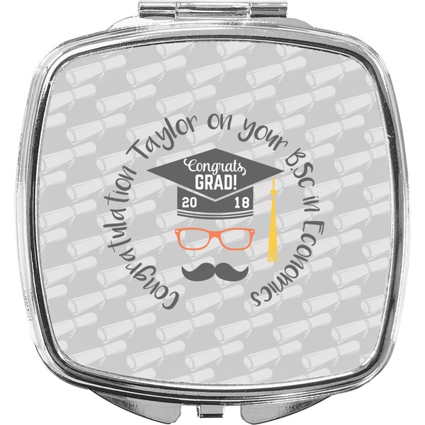 Custom Hipster Graduate Compact Makeup Mirror (Personalized)