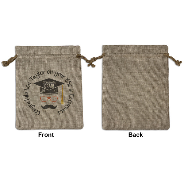 Hipster Graduate Medium Burlap Gift Bag - Front Approval