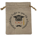 Hipster Graduate Medium Burlap Gift Bag - Front (Personalized)