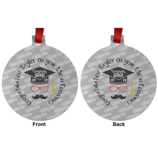 Hipster Graduate Metal Ball Ornament - Front and Back